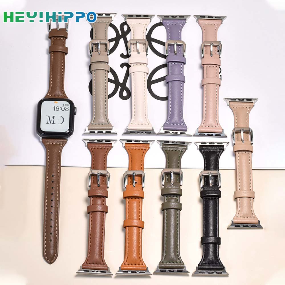 Dây Đeo Bằng Da PU Màu Kẹo Cho Đồng Hồ Thông Minh iwatch 45 / 44 / 42 / 41 / 40 / 38mm 8 / 7 / 6 / SE / 5 / 4