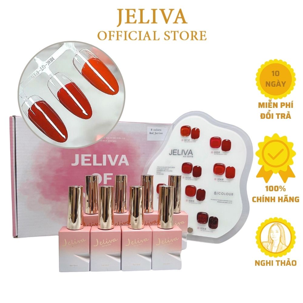 Set sơn gel đỏ JELIVA 8 màu