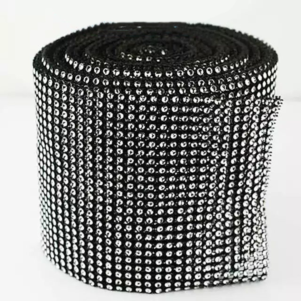 Ruy băng lưới đính giả đá bản 12cm trang trí phụ kiện handmade