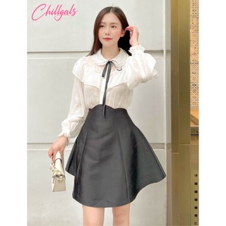 Áo sơ mi Chillgals xếp bèo nhún phối nơ AO-006