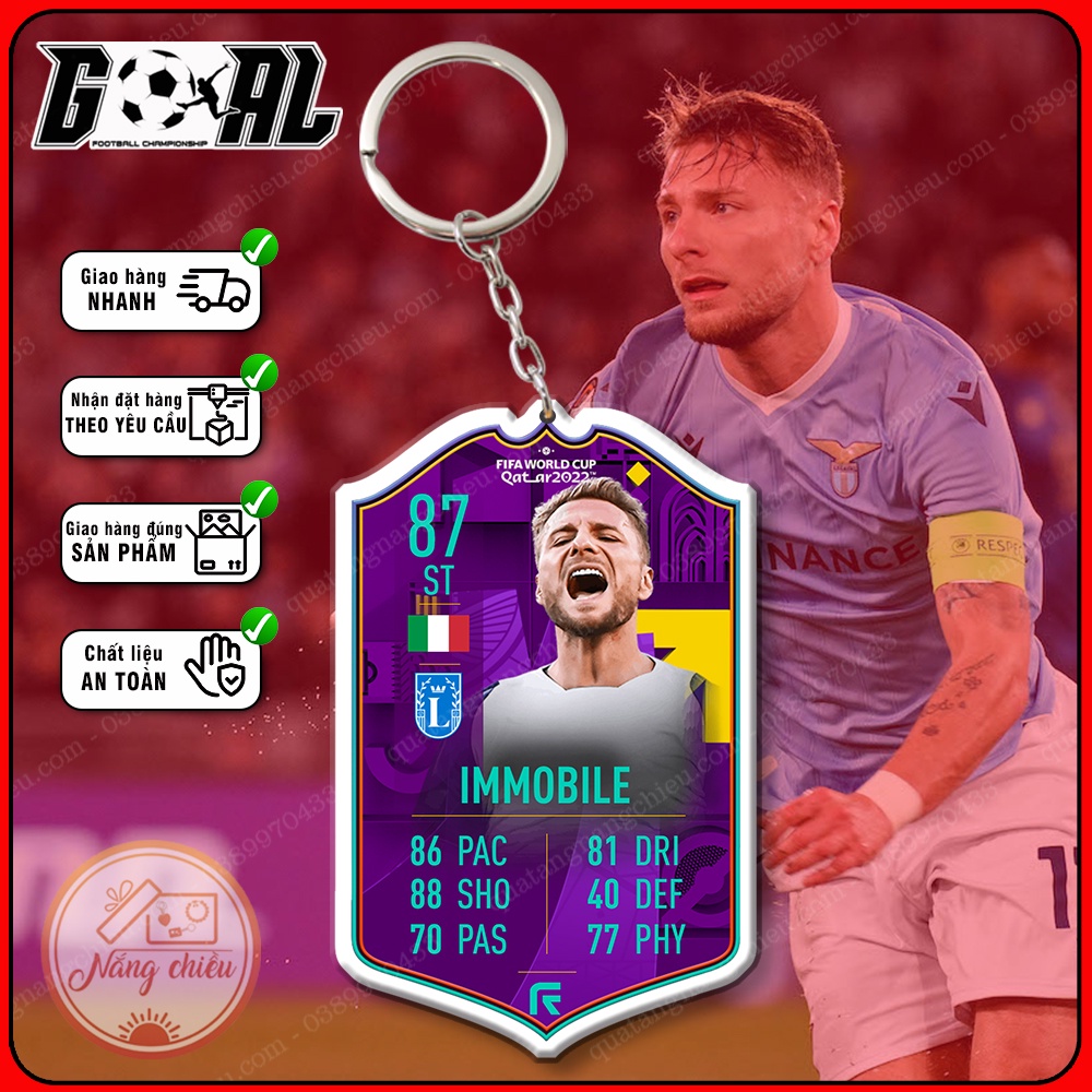 Móc khóa Ciro Immobile - cầu thủ yêu thích CLB Liverpool- phụ kiện treo balo gaming [9452-9463]