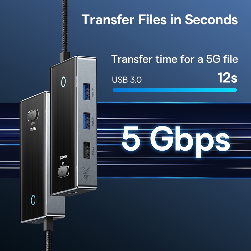 BASEUS Bộ Chia Cổng USB 4K @ 60Hz HDMI-Compatible Với 2 * USB3.0 + USB-C + USB2.0 + Đầu Đọc Thẻ SD + TF Cho MacBook &amp; USB-C