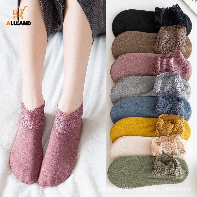 Vớ Cổ Thấp Mềm Mại Họa Tiết Hoa Màu Trơn Thanh Lịch / Chống Trượt Thoải Mái Cho Nữ