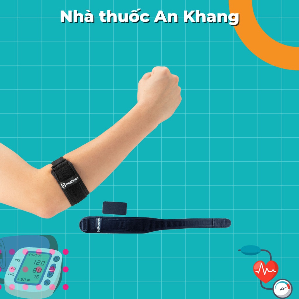 Đai nẹp khuỷu tay nâng cao Bonbone ADV Sports Elbow Freesize bao bọc, giữ chặt, giúp gánh lực khuỷu tay