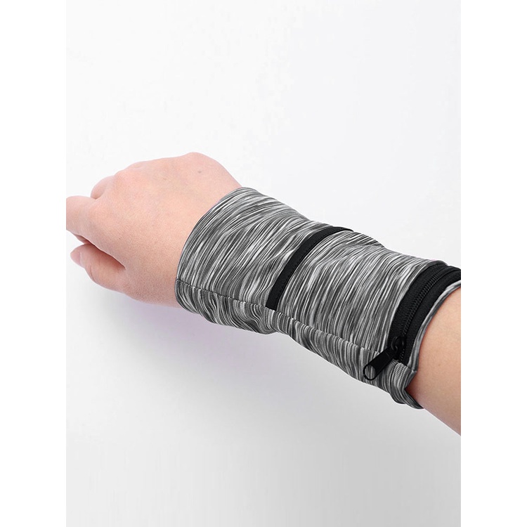 Women Men With Zipper Hiking Elastic Sweat Absorption Easy Clean 2 Pockets Wrist Wallet