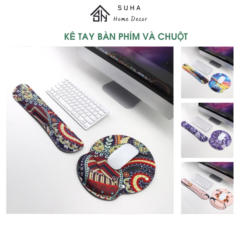 Kê tay bàn phím và chuột, lót chuột có đệm tay chống mỏi mềm mại đàn hồi dùng cho cả laptop và keyboard - Suha Decor