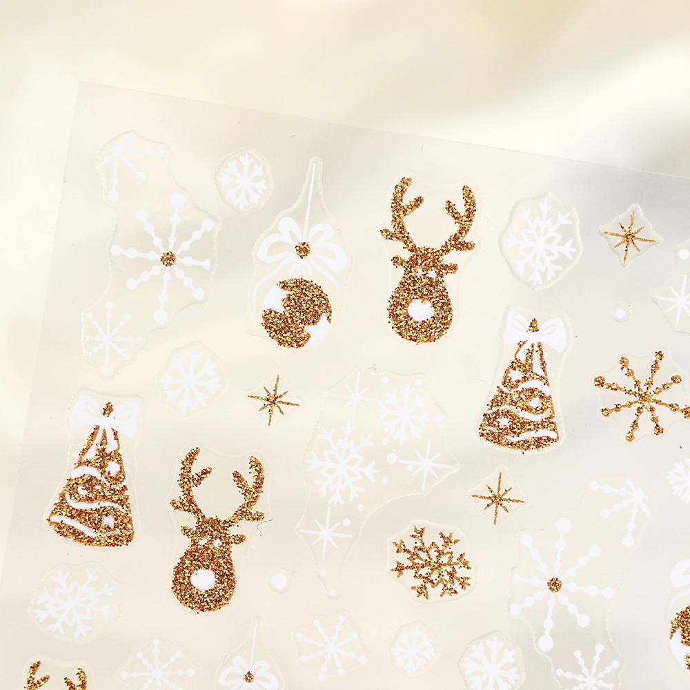 1 Miếng Dán Móng Tay Phản Quang Họa Tiết Bông Tuyết / Tuần Lộc / Chuông Giáng Sinh 3D Lấp Lánh Dành Cho