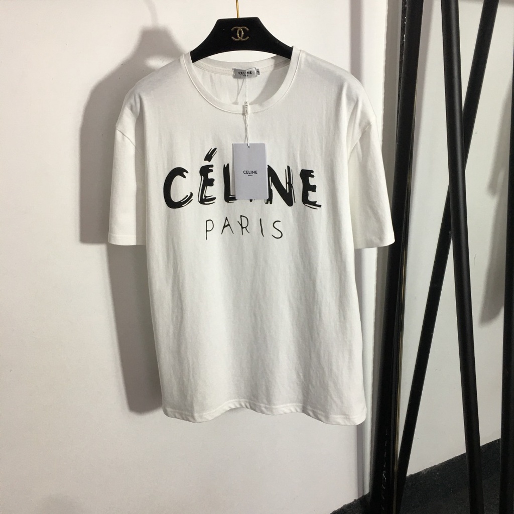 Áo thun Celine Celin ngắn tay in chữ thời thượng