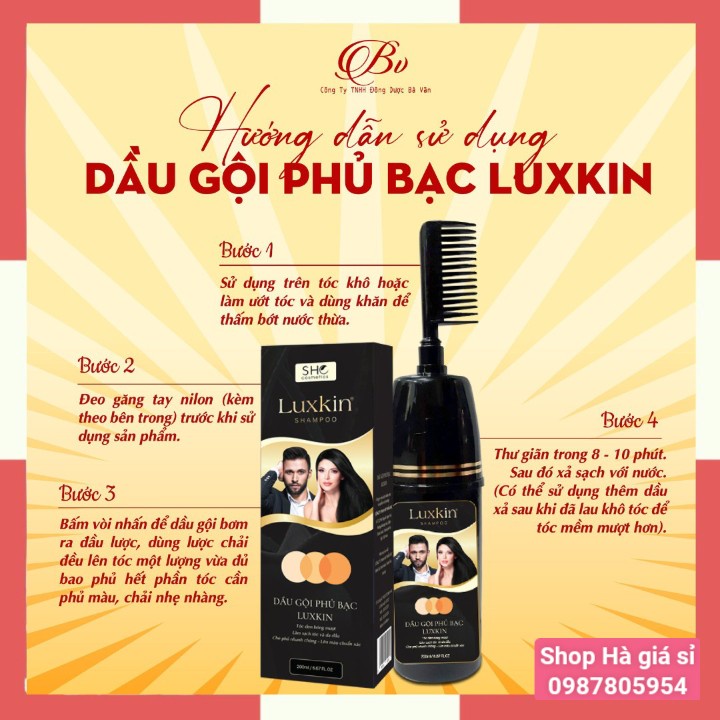 Dầu Gội Phủ Bạc LUXKIN - Sau 8 Phút Bạn Sẽ Sở Hữu Ngay 1 Mái Tóc Đen Bóng, Sản Phẩm Của Đông Dược Bà Vân
