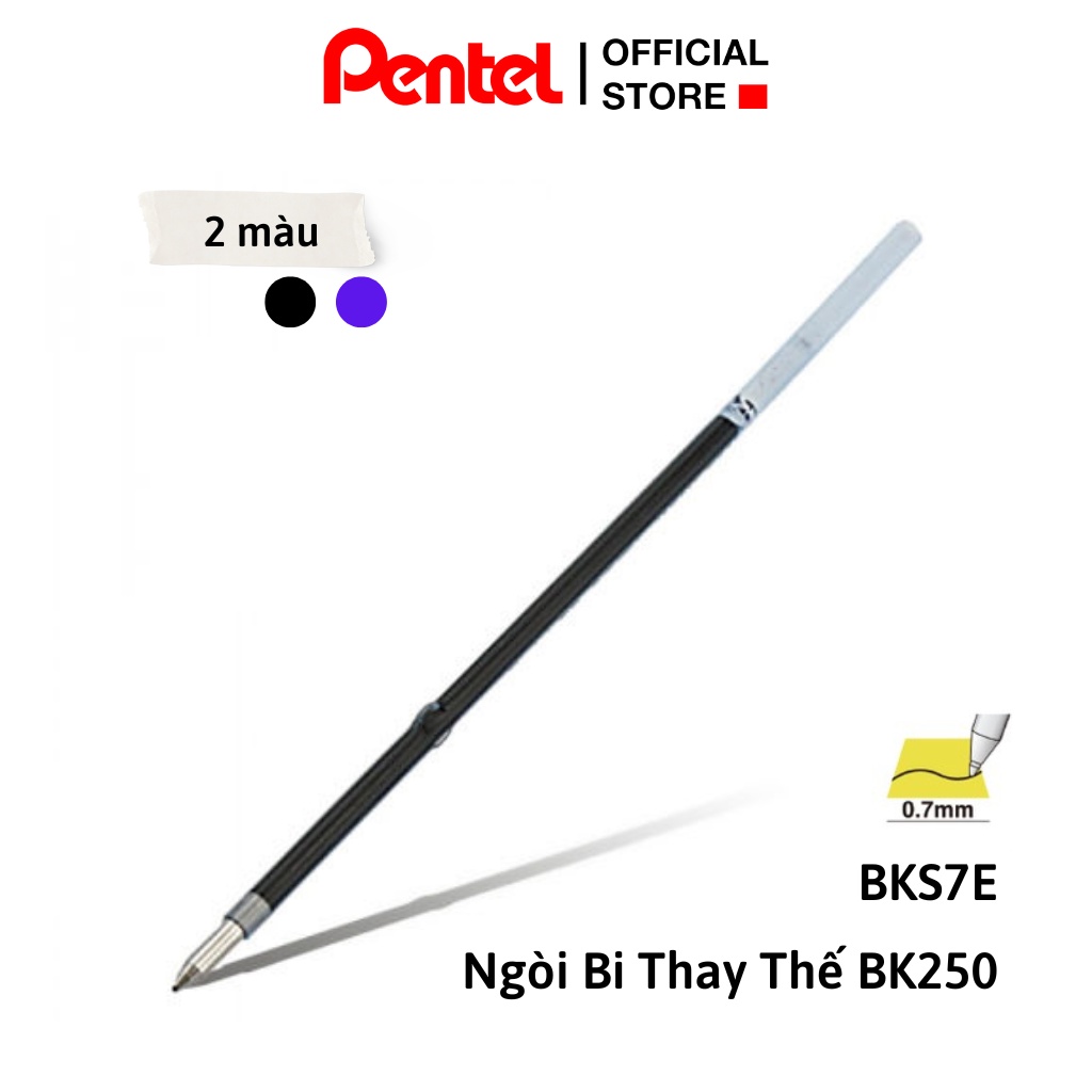 Ruột Bút Bi Nhật Bản Pentel BK250 - BKS7E |Ngòi 0.7mm (Mưc Xanh và Đen)