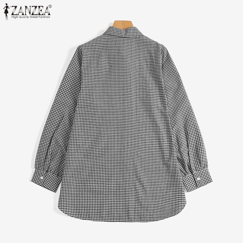 Zanzea Áo Sơ Mi Nữ Dài Tay Cổ Bẻ Form Dài Rộng Thời Trang