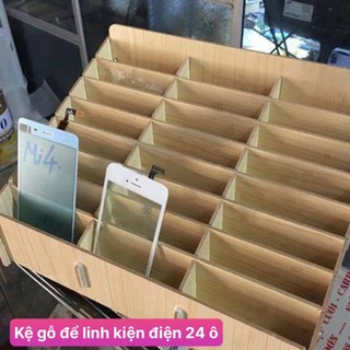 Kệ gỗ 24 ngăn để linh kiện điện thoại
