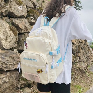 [Order] Balo ulzzang nhiều ngăn kèm huy hiệu đồ ăn size lớn D306
