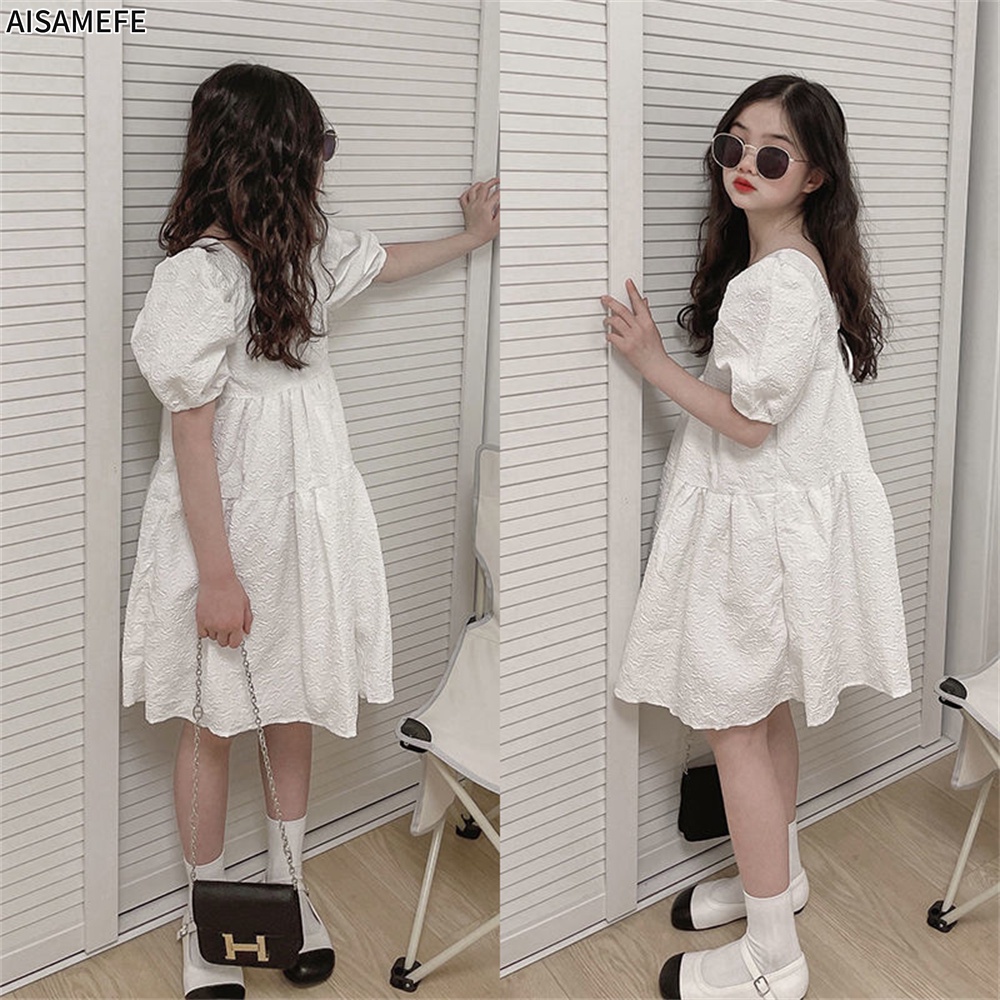 Đầm Tay Ngắn Phong Cách Hàn Quốc Thời Trang Mùa Hè Mới Dành Cho Bé Gái