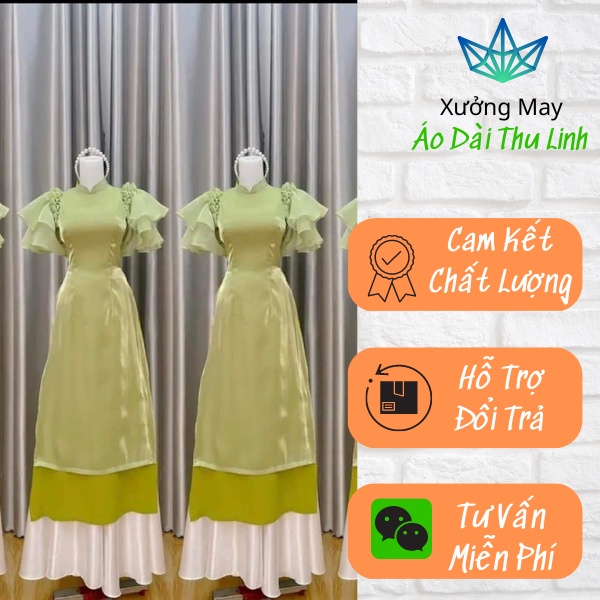 (MUANGAY) Áo Cách Tân 4 Tà Chơi Tết - Áo Dài Voan Tơ Cánh Tiên Mini Tay Bồng-MS030