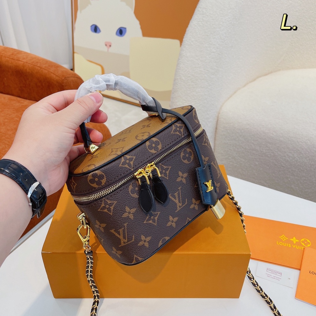 MWJG LV LOUIS VUITTON LV LOUIS VUITTON VANITY Small Handbag MONOGRAM Leather Women's Fashion Style Cosmetic Bag2022