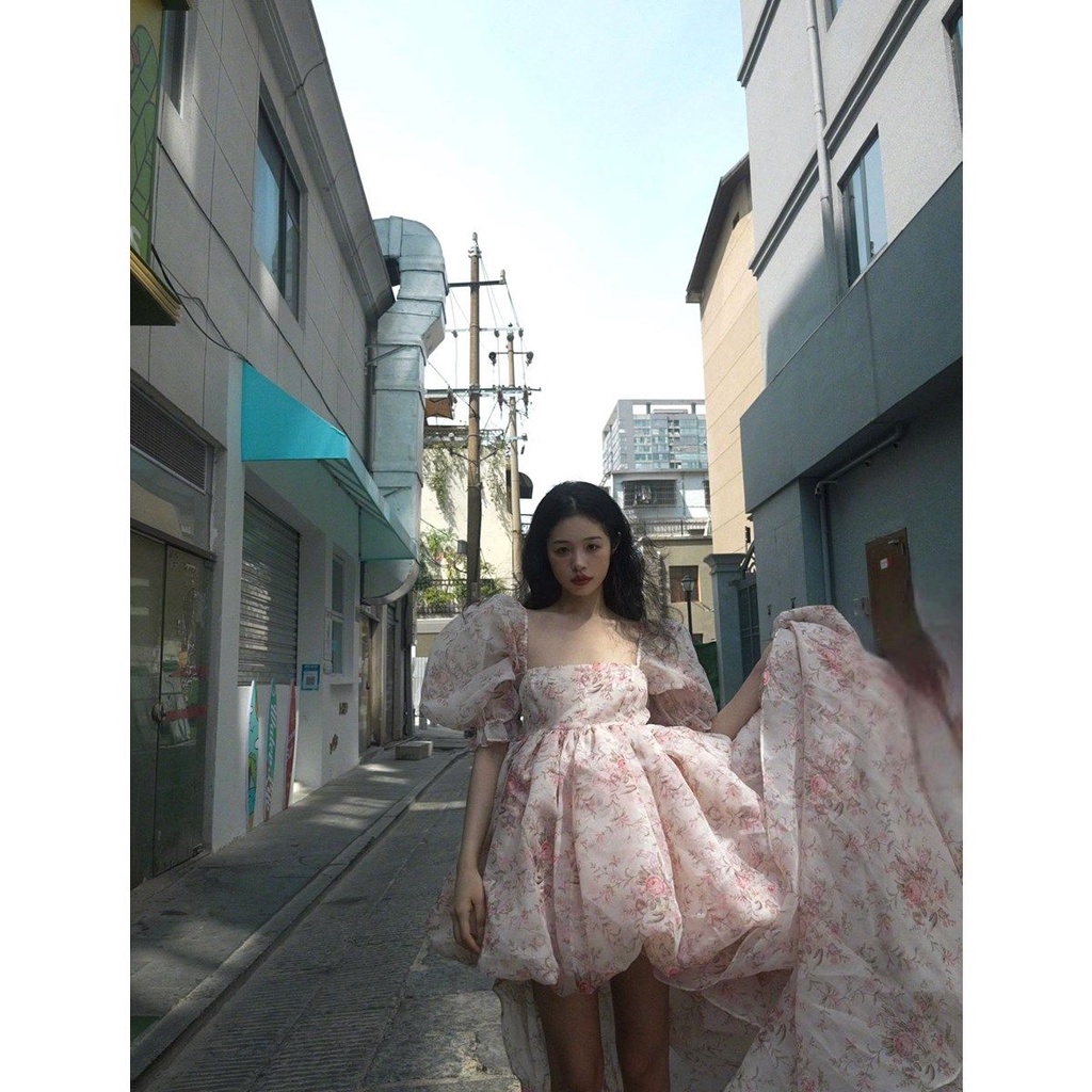 Váy công chúa Đầm Công Chúa Tay Phồng Cổ Vuông Thời Trang Mùa Hè Xinh Xắn Cho Nữ