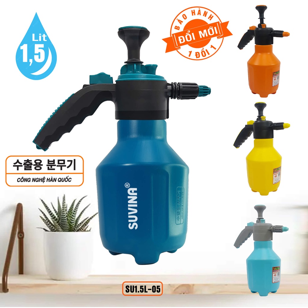 Bình Xịt Tưới Cây thể tích 1,5 Lit SU1.5L-05, MÀU XANH ĐẬM Vòi Tùy Chỉnh Phun Sương Tia Nước mạnh, Khóa Xịt Tự Động