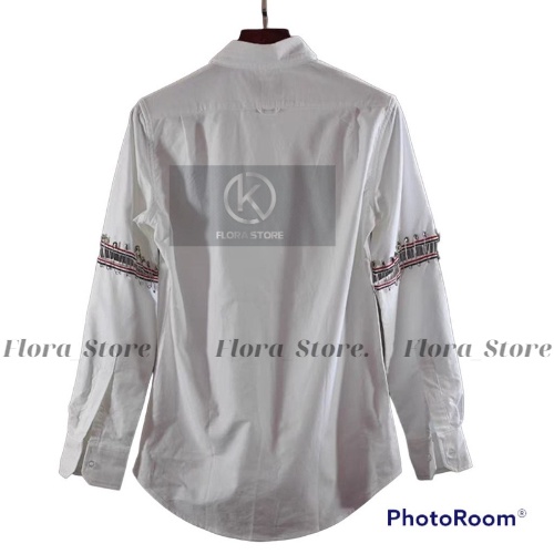 Áo Sơ Mi Ghim Tay Thom❤️Áo Sơ Mi Thom Khóa 4 Sọc Tay, Hàng Form Dáng Chuẩn Unisex