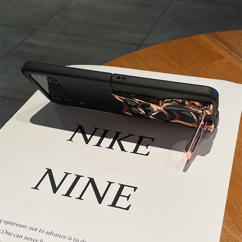 Thời Trang Bao Da Điện Thoại Nắp Gập Bằng pc Chống Sốc Có Giá Đỡ Hình Chú Chó Cơ Khí Dành Cho samsung galaxy z flip 4 3 flip3 flip4 5g Ốp