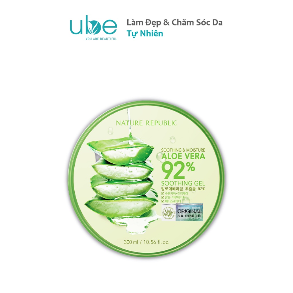 Gel Dưỡng Ẩm Nha Đam Làm Dịu Da Nature Republic Soothing & Moisture Aloe Vera 92% Soothing Gel (Jar) 300ml