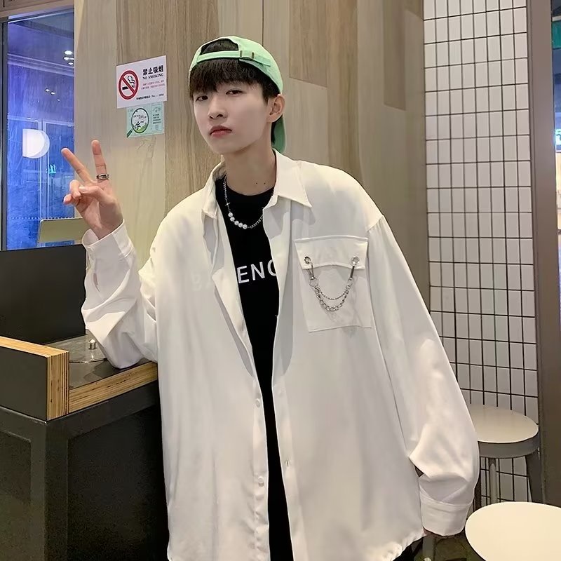 Áo Sơ Mi Dài Tay Phong Cách Hàn Quốc Đơn Giản 3 Màu Tùy Chọn Size M-2XL