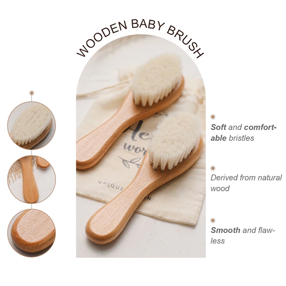 Chữ cái + Tên Bàn chải tóc bằng gỗ tùy chỉnh cho bé Bàn chải lông mềm Dụng cụ chải lông cho bé sơ sinh