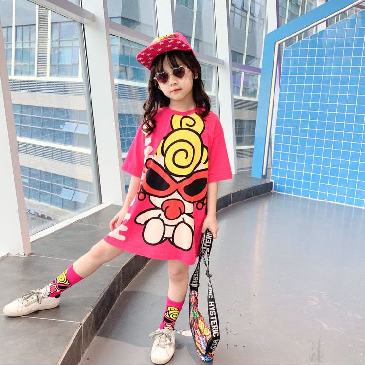 Đầm Thun In Hoạt Hình Thoáng Khí Nhanh Khô Thời Trang Đáng Yêu Dành Cho Bé Gái