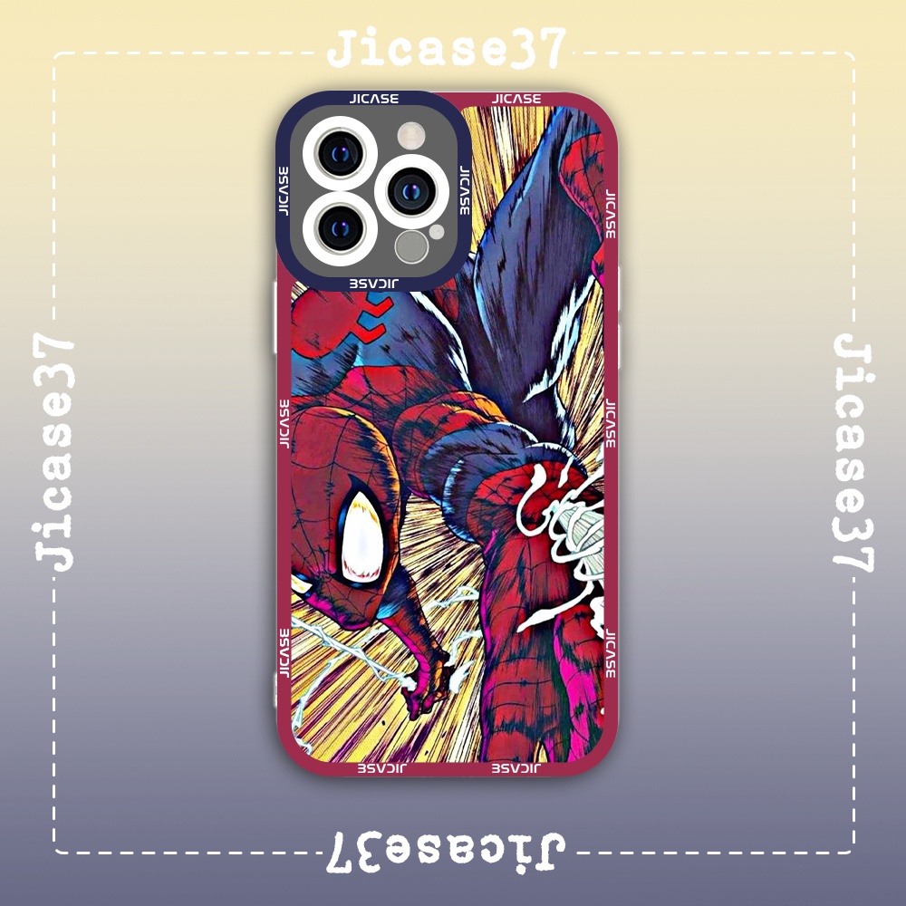Ốp lưng iphone cạnh vuông Jicase JMcase Truyện Tranh Spider Man Người Nhện Marvel x/xs/11/12/pro/max/plus/promax
