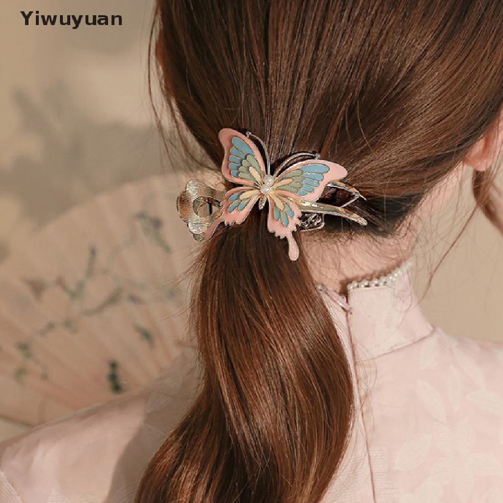 < Yiwuyuan > Kẹp Tóc Đuôi Ngựa Họa Tiết Bướm Sơn Trung Quốc Cổ Điển Phụ Kiện Tóc Đuôi Ngựa Cao Cho Nữ