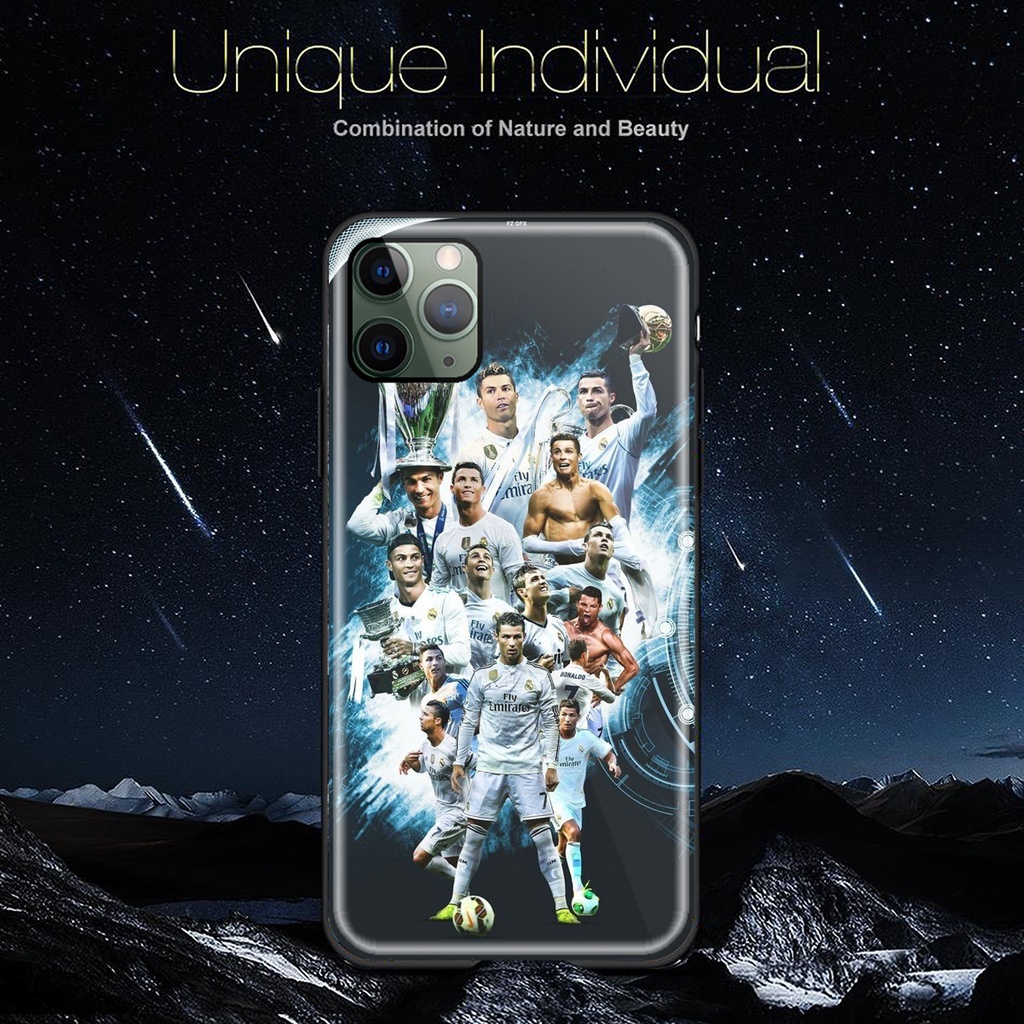 Ốp Lưng kính Bóng Đá CR7 Nhân Bản cho S amsung - O ppo - i Phone - R ealme RON8