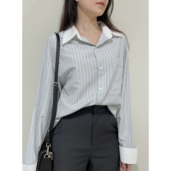 BASICAL SHIRT - áo sơ mi mix cổ trơn REGEN