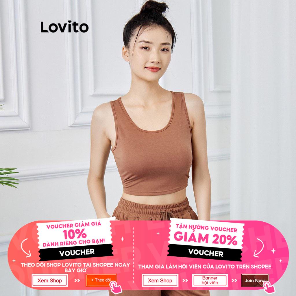 Bộ đồ thể thao Lovito phối túi cột dây đơn giản L15X202 (màu cà phê)