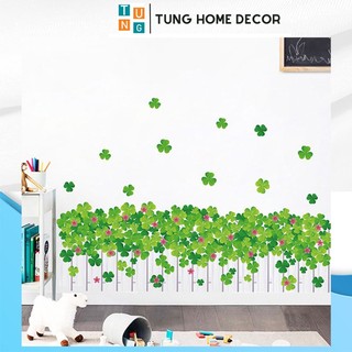 Decal dán tường hàn quốc trang trí phòng ngủ TUNG DECOR XHLV88 Cỏ 3 Lá