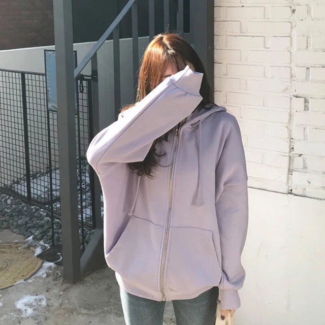 Áo Khoác nỉ Hàn Quốc Tím Pastel