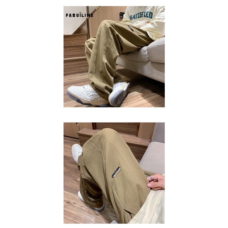 Quần Kaki Ống Rộng Phong Cách retro Nhật Bản Cho Nam Fru342