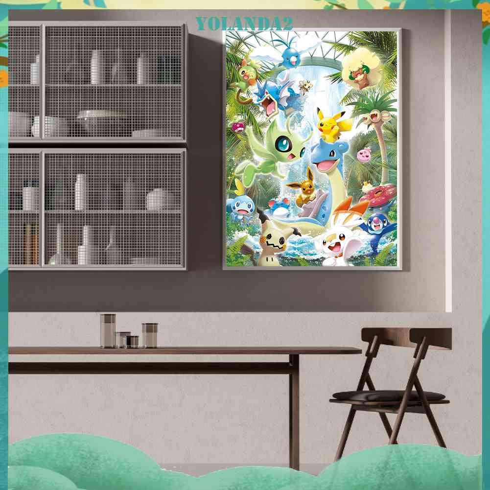 Tranh Đính Đá Kim Cương Toàn Bộ 5D DIY Hình Pokemon