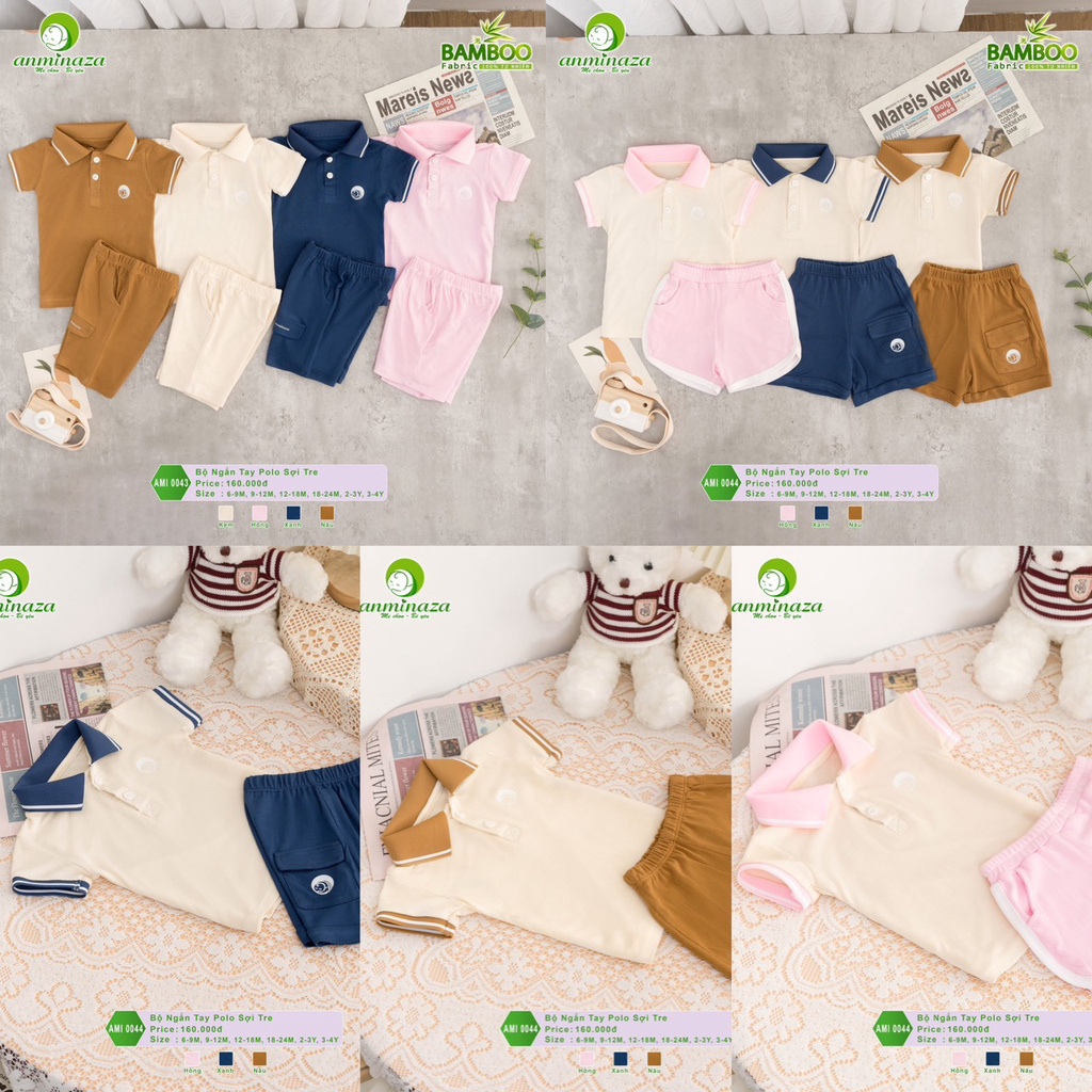 Bộ cộc cho bé size 6 tháng đến 3 tuổi hãng Anminaza