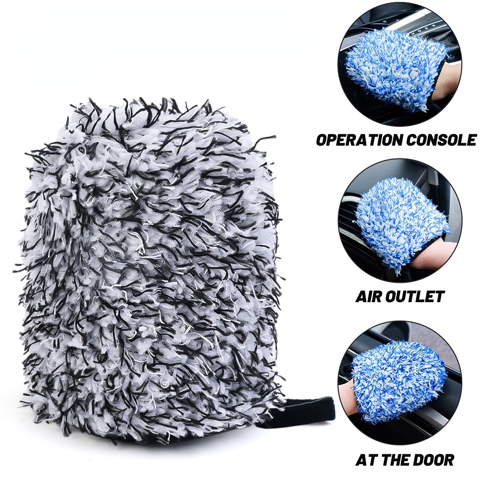 Găng Tay Rửa Xe Hơi Hai Mặt Lông Siêu Mềm