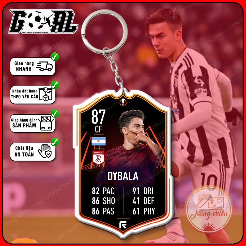 Cầu thủ bóng đá Paulo Dybala - Móc khóa bóng đá - cầu thủ được yêu thích CLB AS Roma[9013-9024]