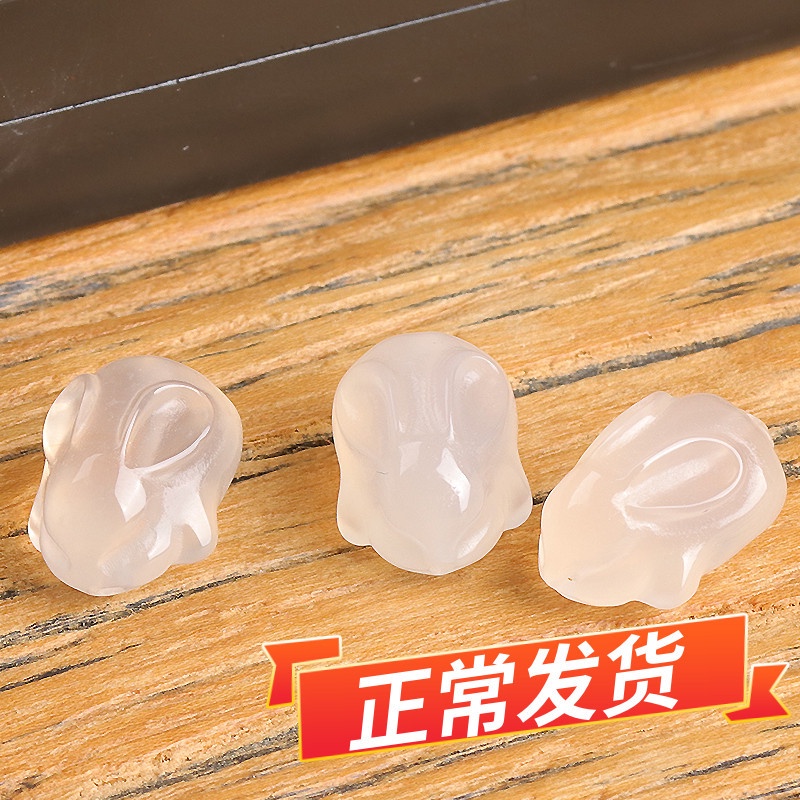 Bingyingge Mặt Dây Chuyền Đá Mã Não Tự Nhiên Hình Thỏ Đông Lạnh Màu Đỏ DIY