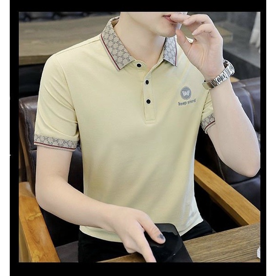 Áo Thun Nam, Áo Polo Nam Có Cổ Cotton Cao Cấp mẫu mới 2023 phối LOGO VIỀN TAY CỔ cực đẹp 2 màu sang trọng lịch lãm