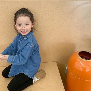 Áo sơ mi denim cổ polo thời trang mới 2023 cho bé gái