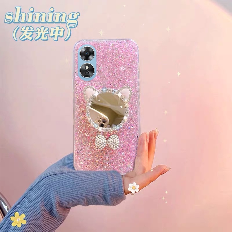 Ốp Điện Thoại Mềm Họa Tiết Mèo Có Gương Cho OPPO Reno 8 8T Reno8 T A78 4G 5G 2023 OPPOA78 Reno8T