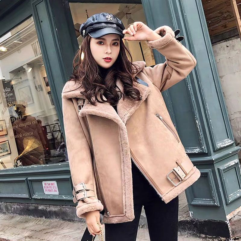 (ẢNH THẬT) Áo Khoác Da Lộn Lót Lông Cổ Vest Khóa Kéo