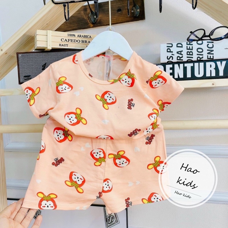 Combo 4 bộ cotton có giãn bốn chiều cộc tay cực mát cho bé trai và bé gái họa tiết dễ thương có tách set