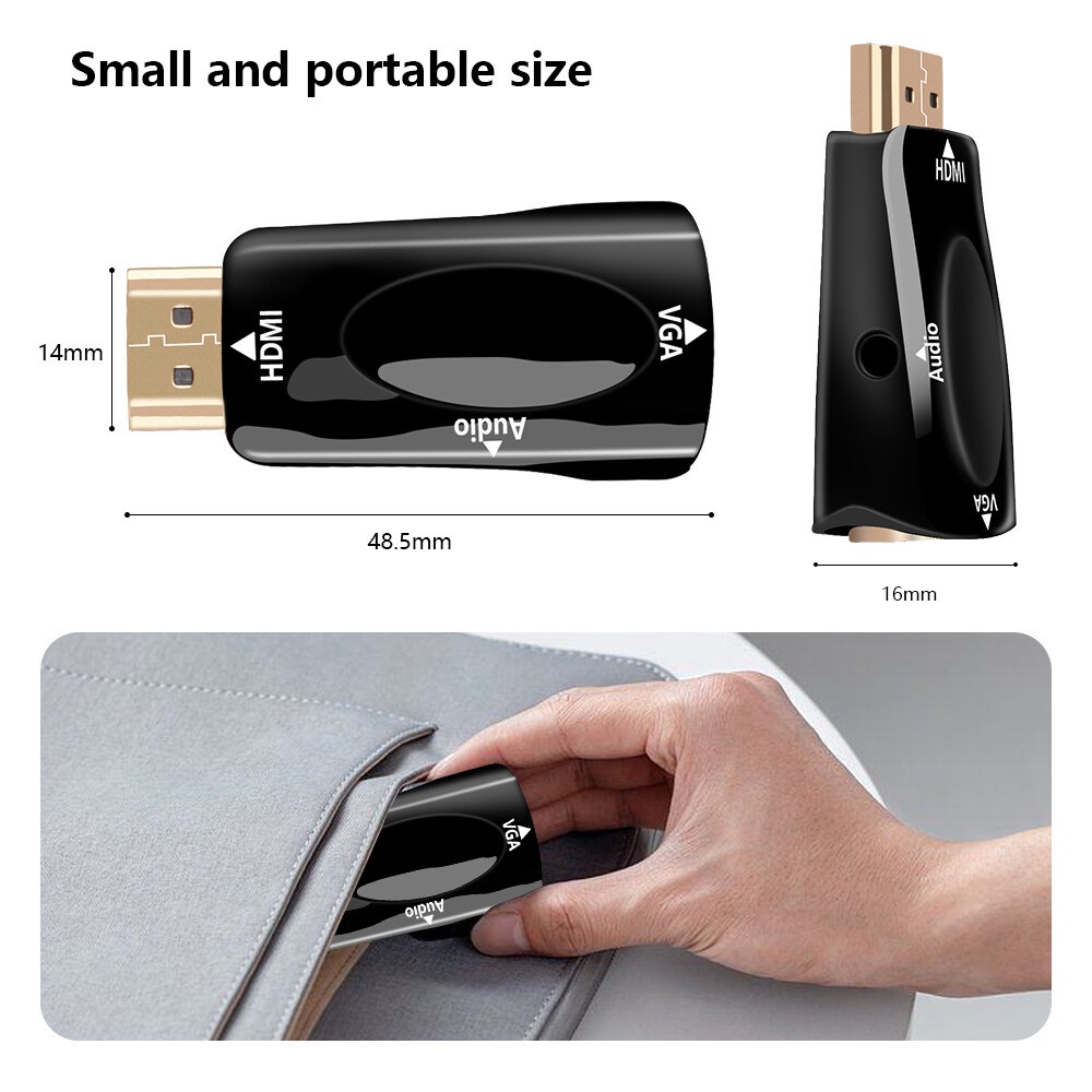 Bộ Chuyển Đổi Cáp HDMI Sang VGA HD 1080P Nam Sang Nữ Jack 3.5Mm Âm Thanh Cho Tivi Box PC laptop màn Hình Máy Chiếu