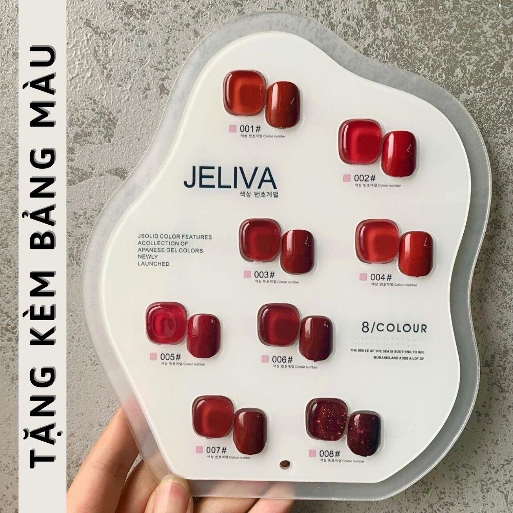 Set sơn gel đỏ JELIVA 8 màu NGHI THẢO