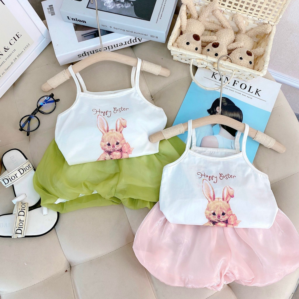 Bộ đồ 2 dây bé gái kết hợp quần nhún bèo cho bé 8-20kg