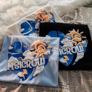 Áo phông in nổi dáng rộng Dấu Quần Chất Liệu Cotton Chi Tiết Được In Nổi Xịn Xò Trái Tim